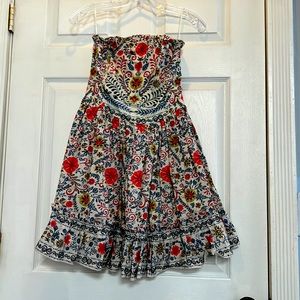 Anthropologie Floral Strapless Dress